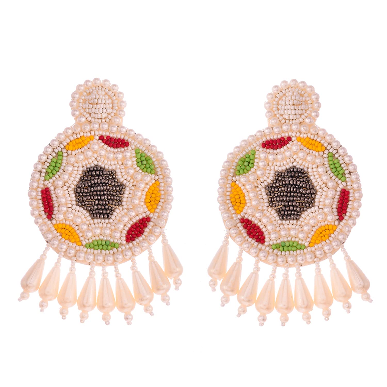 Aaishwarya Colourful Stones beaded handmade Fabric Dangle Earrings For Women And Girls (B0BGZVLHCK) Amazon Price History, Amazon Price Tracker