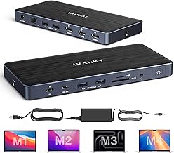 iVANKY 14 in 1 FusionDock Pro 1 MacBook Pro Docking Station USB C con alimentatore da 150 W, 4 K a 60 Hz, Triple Monitor Dock, 3 HDMI, 96 W PD, SD/TF per MacBook M1/M2/M3/M4 Mac Air/Pro, Lenovo, Dell