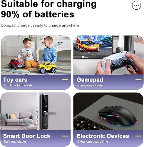 Miniatura 7 de LIMETA Cargador de batería AA AAA de 24 bahías, carga rápida USB, pantalla LCD, protección contra sobrecarga, baterías domésticas recargables AA AAA