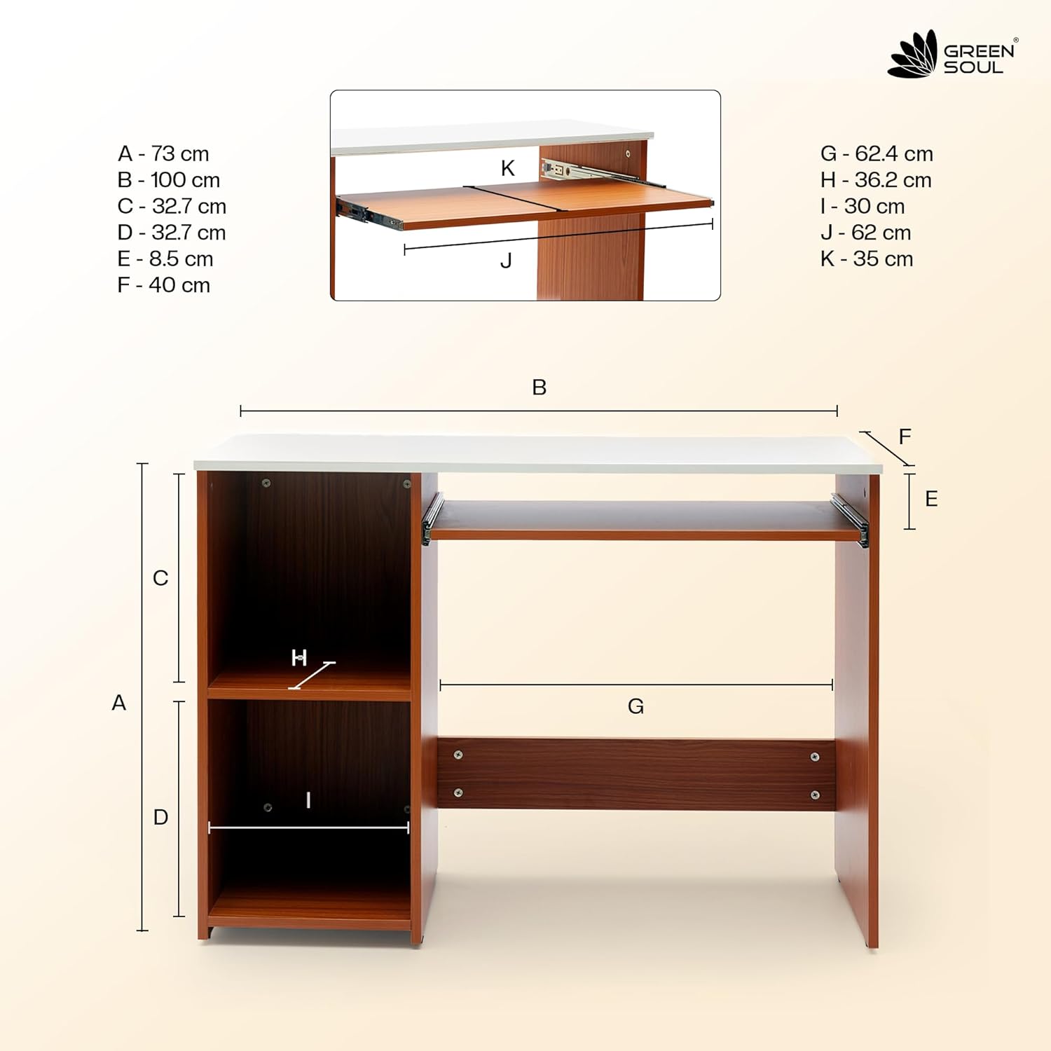 Green Soul Murray Computer Table for Home - Study Table for Students, Work Table for Adults & Professionals with Keyboard Tray, Storage Shelves | Natural Teak | 3 Years Warranty 20 71BH7SfkqNL. SL1500