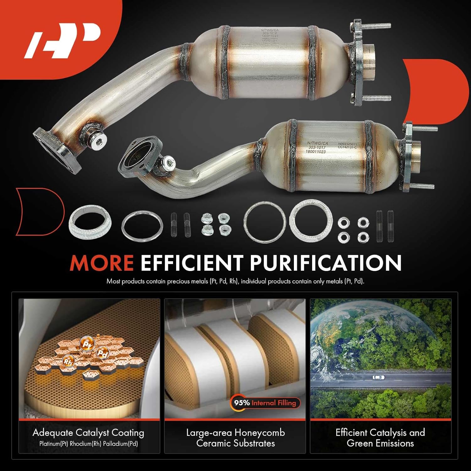 A-Premium Left and Right Catalytic Converter Kit Direct-Fit Compatible with Cadillac SRX 2004-2007 3.6L, STS 2005-2007 3.6L, EPA Compliant