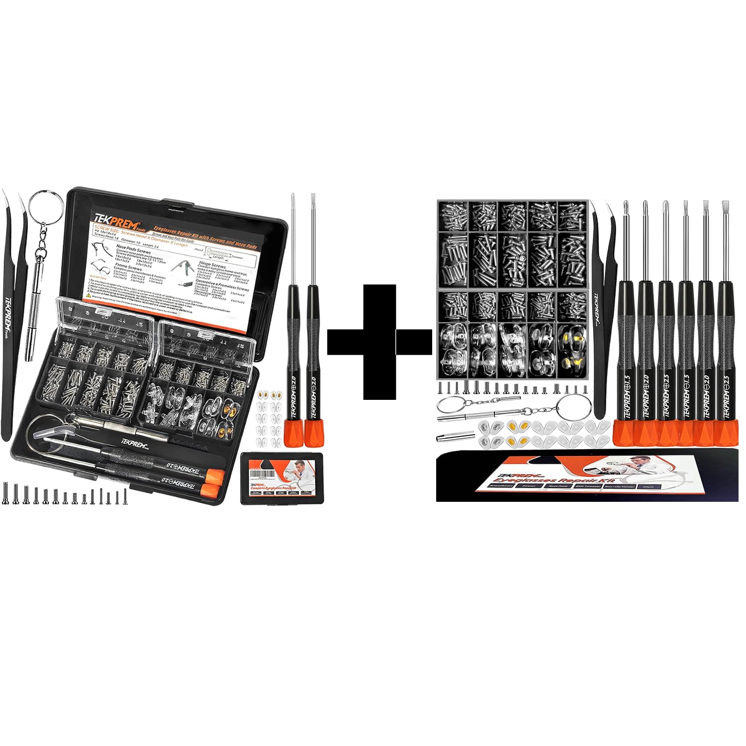 TEKPREM2 Different Complete Eyeglass Repair Kit with Screws, Nose Pads and Tweezer