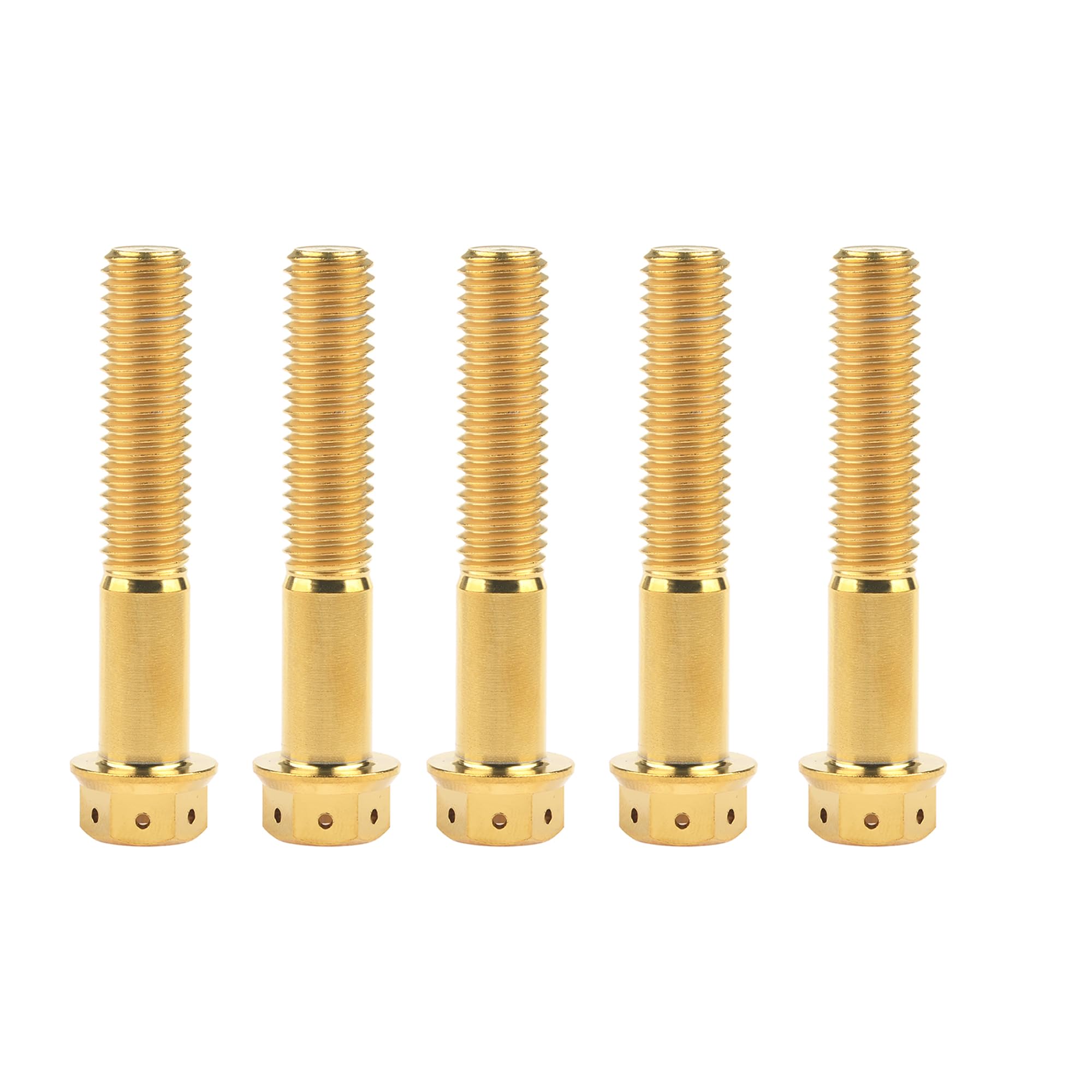 Ruifu Titanium M6 M8 M10 10 15 20 25 30 35 40 45 50 55 60 65 70 75 80 85 90mm Flange Allen Key Head Bicycle Bolts Screws Pack of 5 (Gold, M10x55mm Pitch1.5)