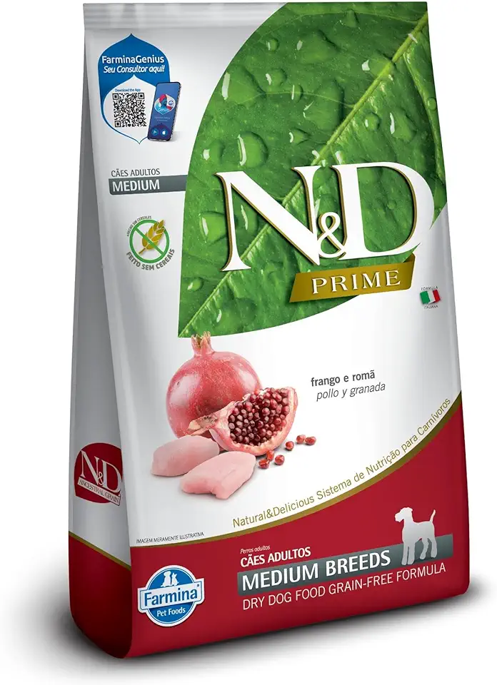 N&D PRIME Ração Farmina N&D Prime Frango E Romã Cães Adultos Raças Médias - 10 1Kg