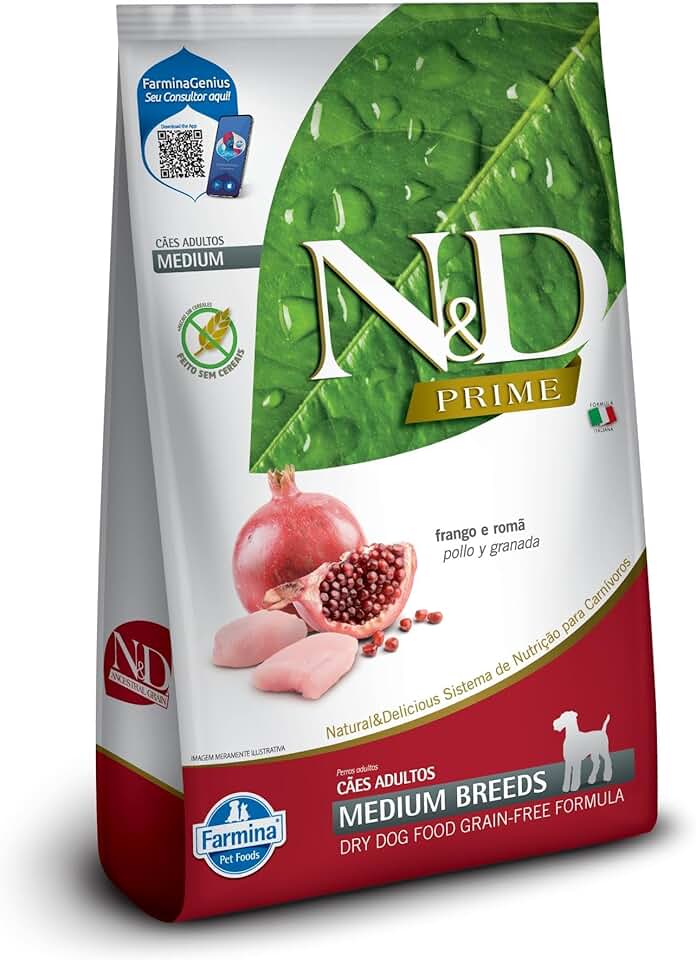 N&D PRIME Ração Farmina N&D Prime Frango E Romã Cães Adultos Raças Médias - 10 1Kg