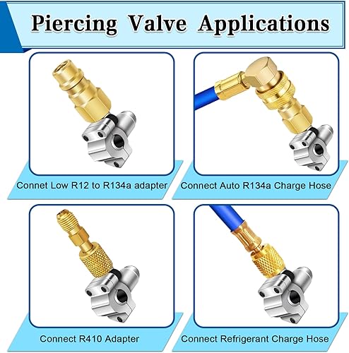 Miniatura 6 de AC Kit de válvula de reequipamiento refrigerante conjunto de válvulas, con adaptador de lado bajo R12 a R134A, válvula perforadora bala BPV31, para