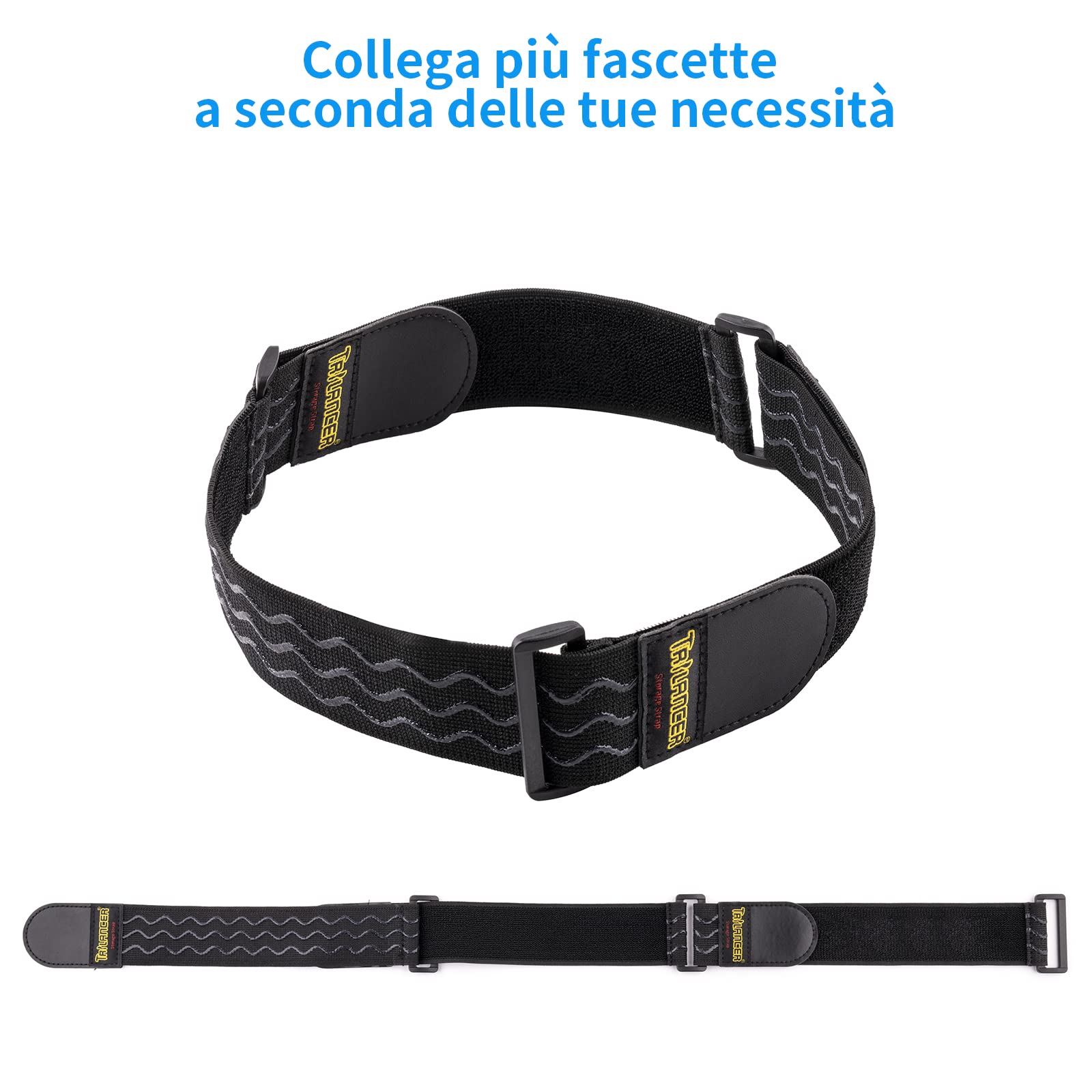 Trilancer Cinghie Elastiche Antiscivolo con Chiusura a Strappo, 30x5cm (8 Pezzi) Cinghie a Strappo Utili per Prolunghe, Cavi, Corde, Flessibili, Bici e per Stringere i Pantaloni alle Caviglie