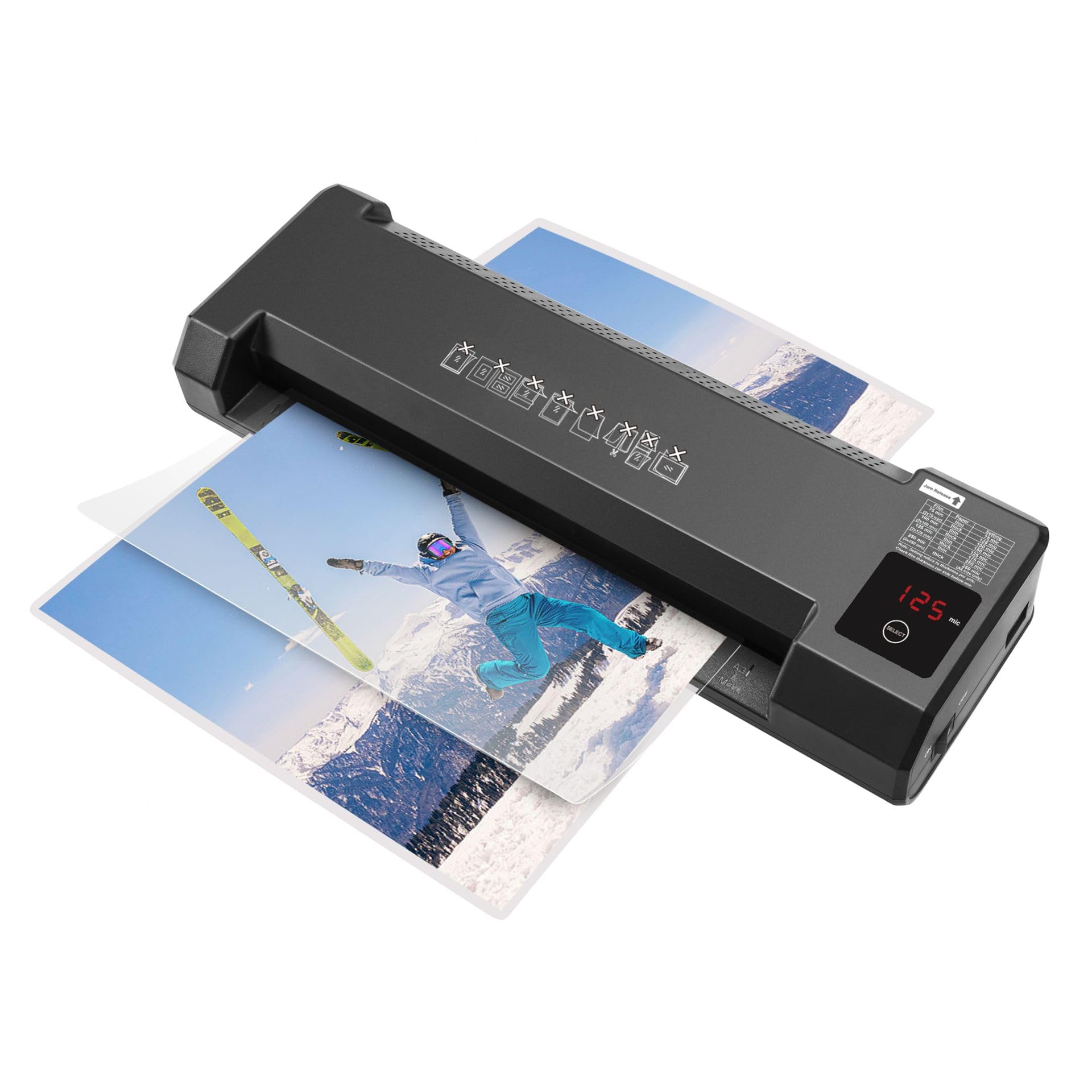 LMG Laminiergerät A3, LED Touch-Display, 40 Sekunden Aufwärmzeit, 4 Rollen, 400mm/min, Schwarz, Flüsterleise, 48x15x8 cm