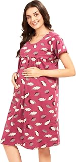 AV2 Women Cotton Printed Maternity Nursing & Feeding Relaxed Fit Nighty- 3151 Price In India