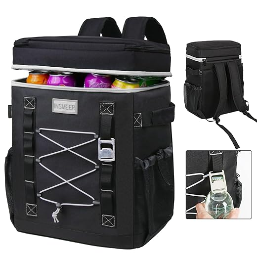 INSMEER Mochila Termica, 50 Latas Bolsa Termica Isotérmico Grande Caixa Termca Cooler Sacola Para acampamento, Mochila para Feminina Masculino Praia