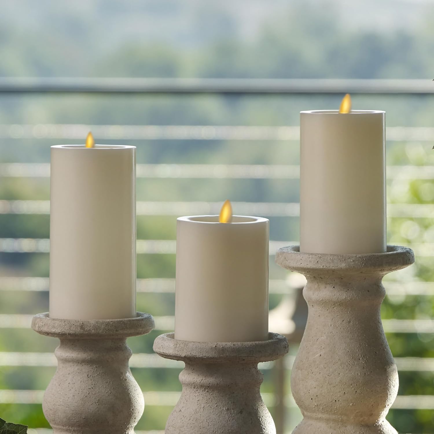 Luminara - Flameless LED Battery Operated Flickering Pillar Candles - Pearl Ivory - Pack of 1-3x5.5 - Realistic Moving Flame Real Wax Indoor/Outdoor