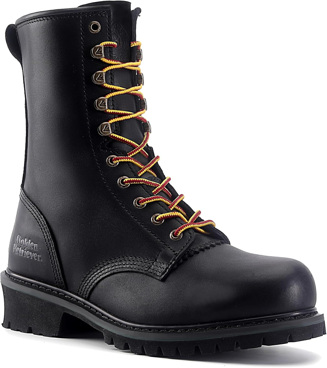 Golden Retriever Men's Composite Toe Logger Boots, Crazy Hourse Leather, Slip and Oil Resistant Rubber Outsole, Waterproof Work Boots G81594