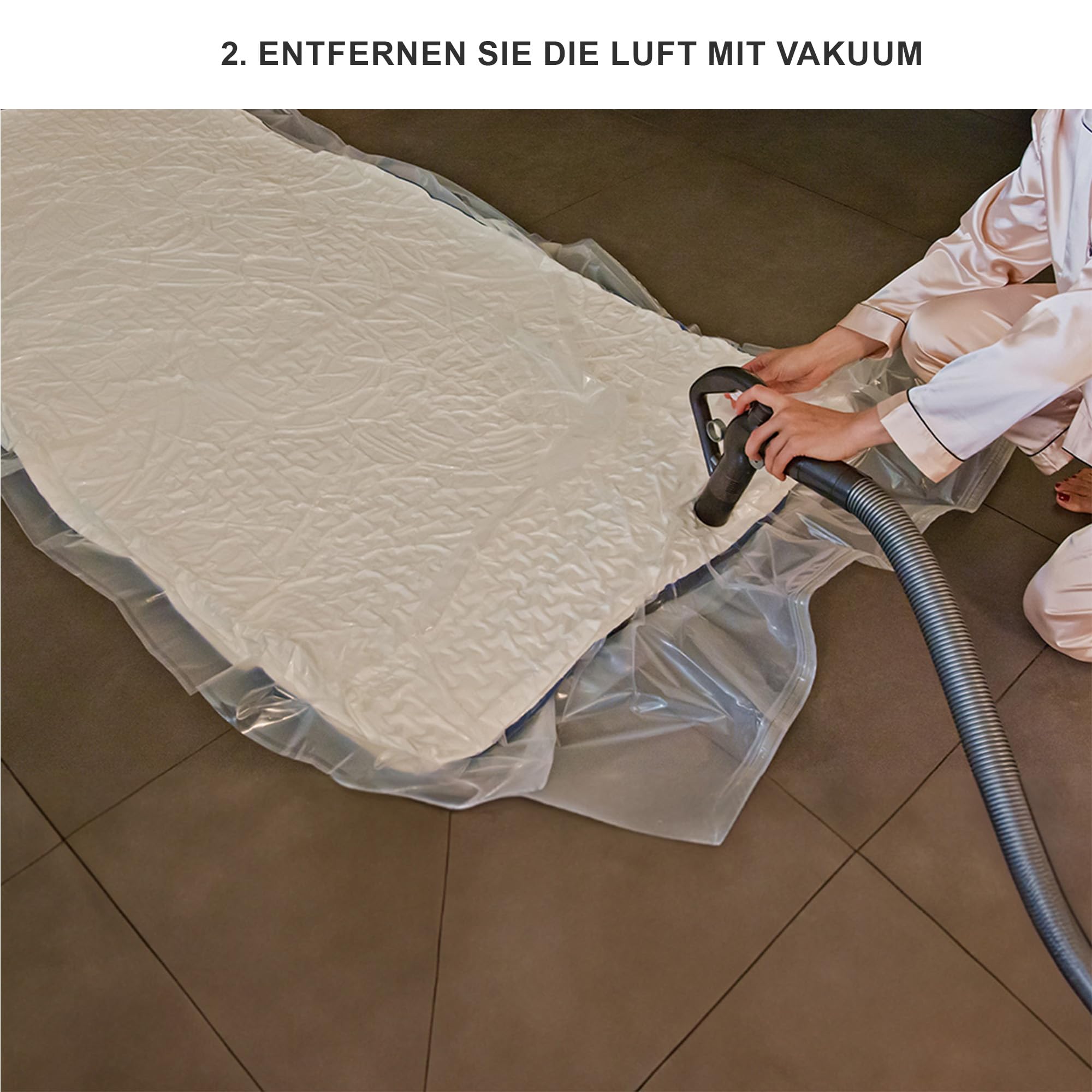 Vakuumversiegelte Matratzenbeutel mit Reißverschluss – Staub- und Feuchtigkeitsbeständig, Platzsparend für Matratzen 120/140/160/180x200cm & XXXL-Größe 245x220cm