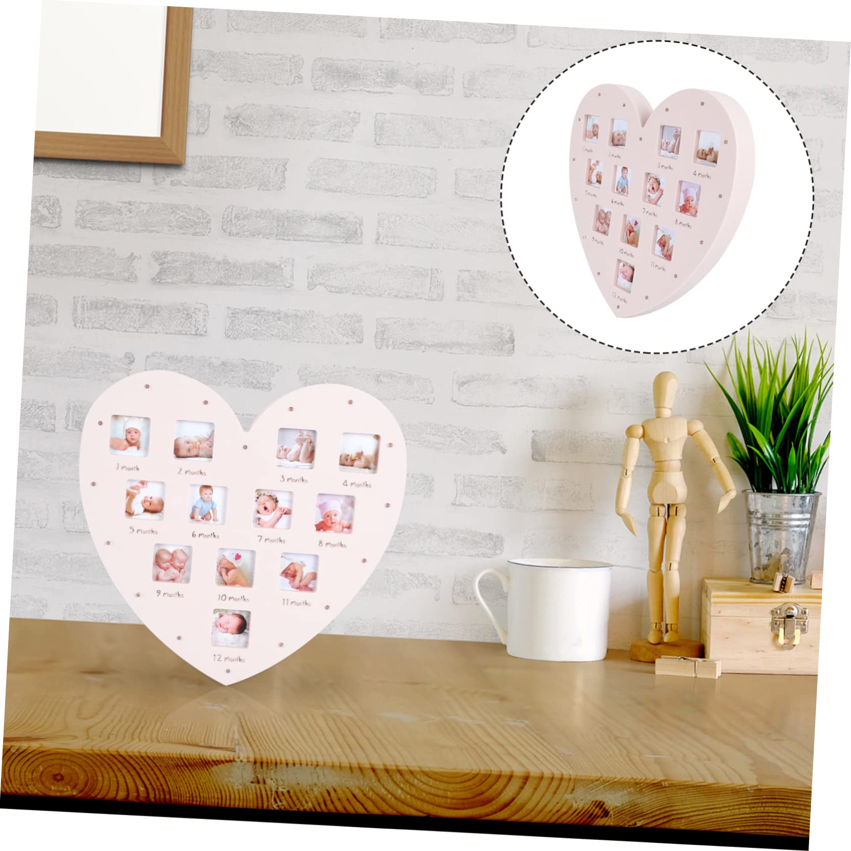 Yardwe 4 Piezas Marco de Fotos con Luz Forma de Marco Colgante para Fotos de Crecimiento Infantil Decoración y Duradera para Familiar
