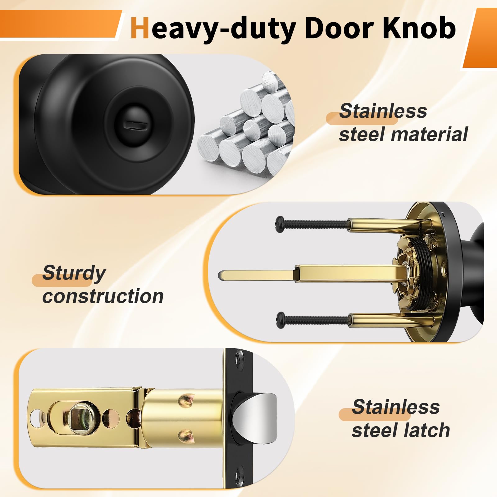 Probrico Black Door Knobs - Matte Black -6