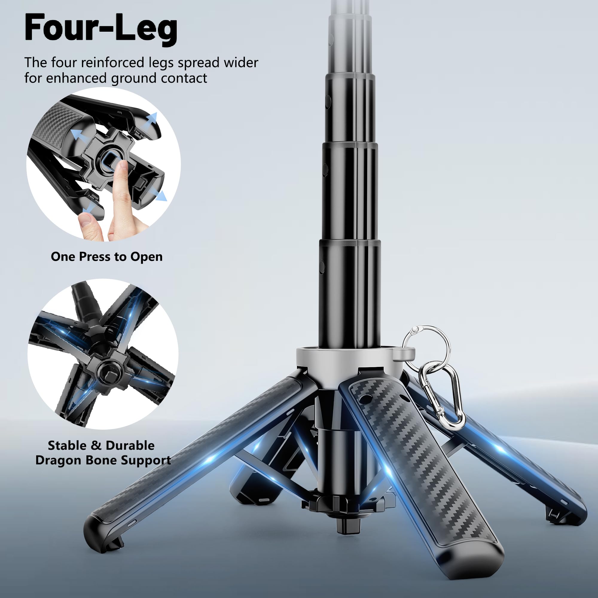Treppiede magnetico per telefono, selfie stick treppiede con telecomando wireless e treppiedi leggeri per iPhone, compatibile con iPhone/Android