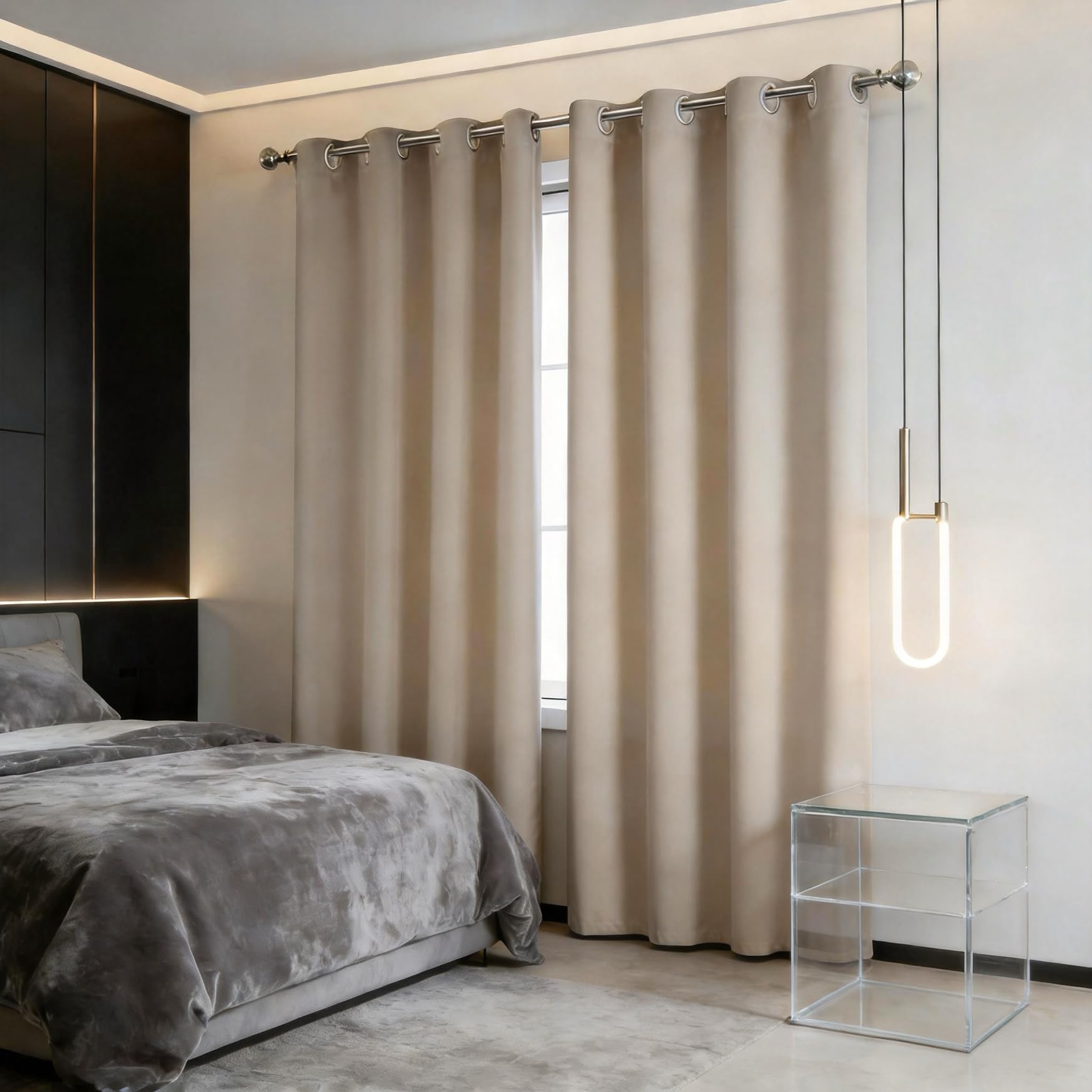 Rideaux occultants à œillets 180x140 cm pour chambre et salon