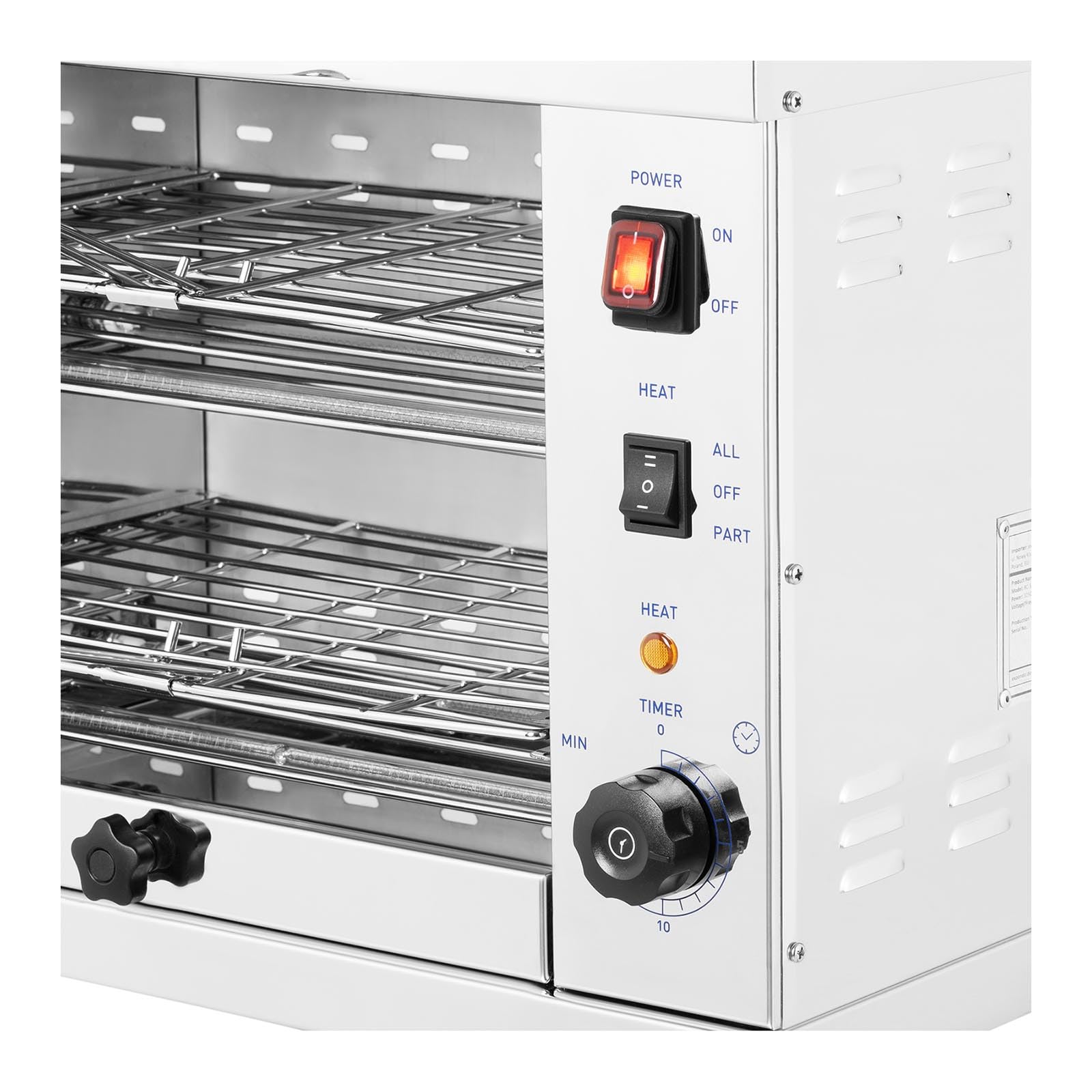 Royal Catering RC-SGI01 Salamandre De Cuisine Professionnelle Four Électrique Grill (3 200 W, 0-15 min, Récipient collecteur de graisse, Acier inoxydable)