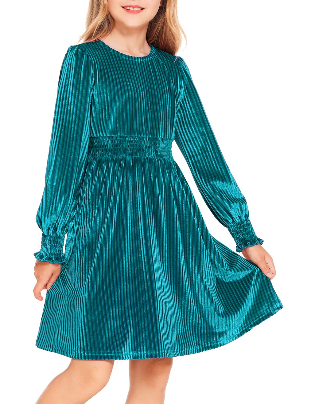 Arshiner jurk voor meisjes, feestelijk, met volant, V-hals, langarm, Swiss Dot, chiffon, trapezenjurk, A-lijn, partyjurk, bruiloft, prinsessenjurk, swing, skaterjurk, 5-12 jaar, B-rood, 7-8 Jaar