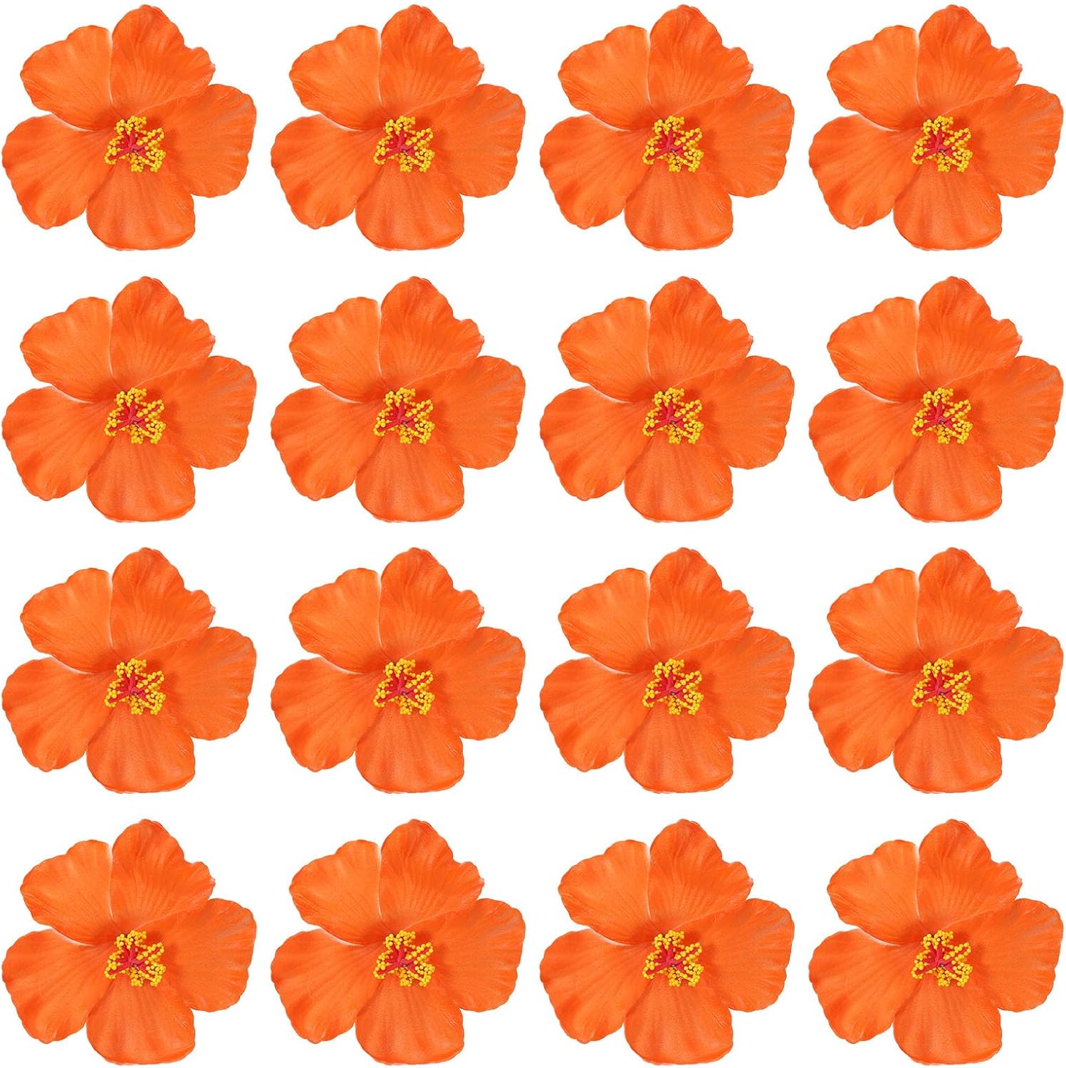 PATIKIL Hawaiian Hibiscus Flowers, 16 Pack Artificial Flowers Hair Clip DIY Foam Hibiscus Flower for Tabletop Decoration Party Favors Supplies, Orange