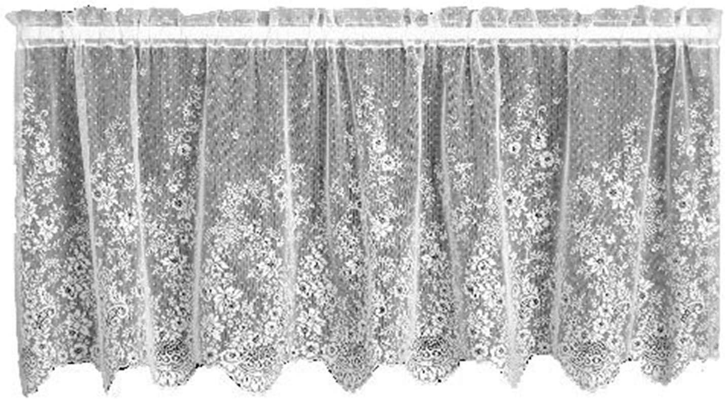 Heritage Lace Floret 60-Inch Wide by 30-Inch Drop Tier, Ecru
