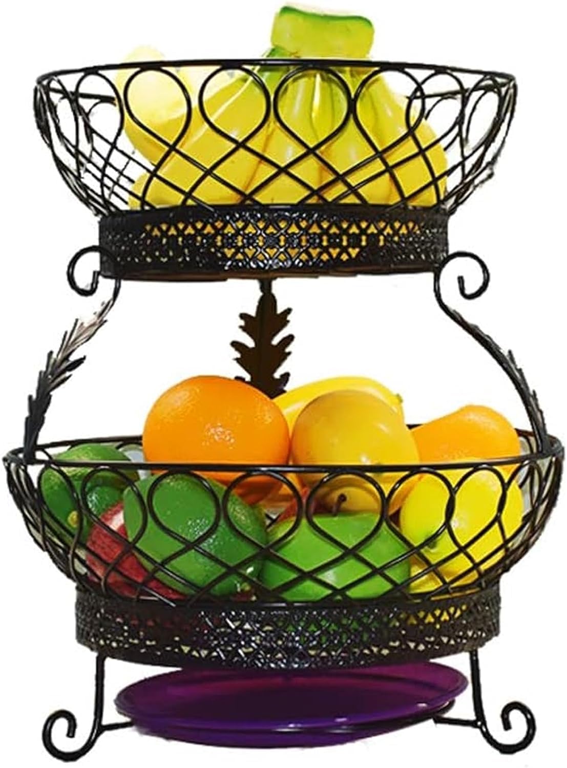 Mnuvxzaewf A Kitchen Countertop Fruit Rack-Fruit Basket Stand 2 Tier(A)