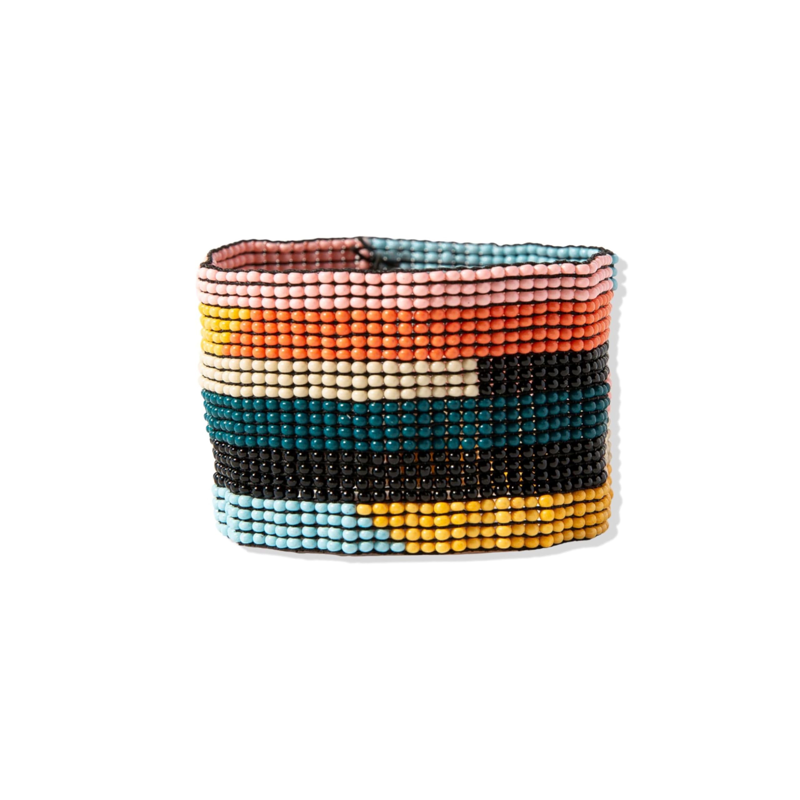 INK + ALLOY Beaded Bracelets for Women, Penelope Boho Seed Bead Stretch Cuff Bracelet, Handmade Jewelry for the Modern Bohemian, 1.5-Inch Width