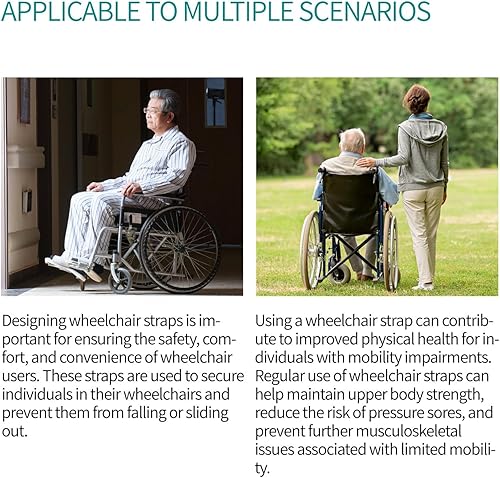 Miniatura 6 de Cinturón de seguridad para silla de ruedas correas dobles ajustables para silla de ruedas, cinturón de hebilla cruzada para mayor seguridad, evita