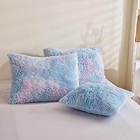 Vista 5 de Fluffy Duvet Cover Queen Size, Soft Plush Shaggy Faux Fur Velvet Comforter Cover Bedding Set 4 Pieces(1 Duvet Cover + 2 Pillowcases + 1 Throw Pillow