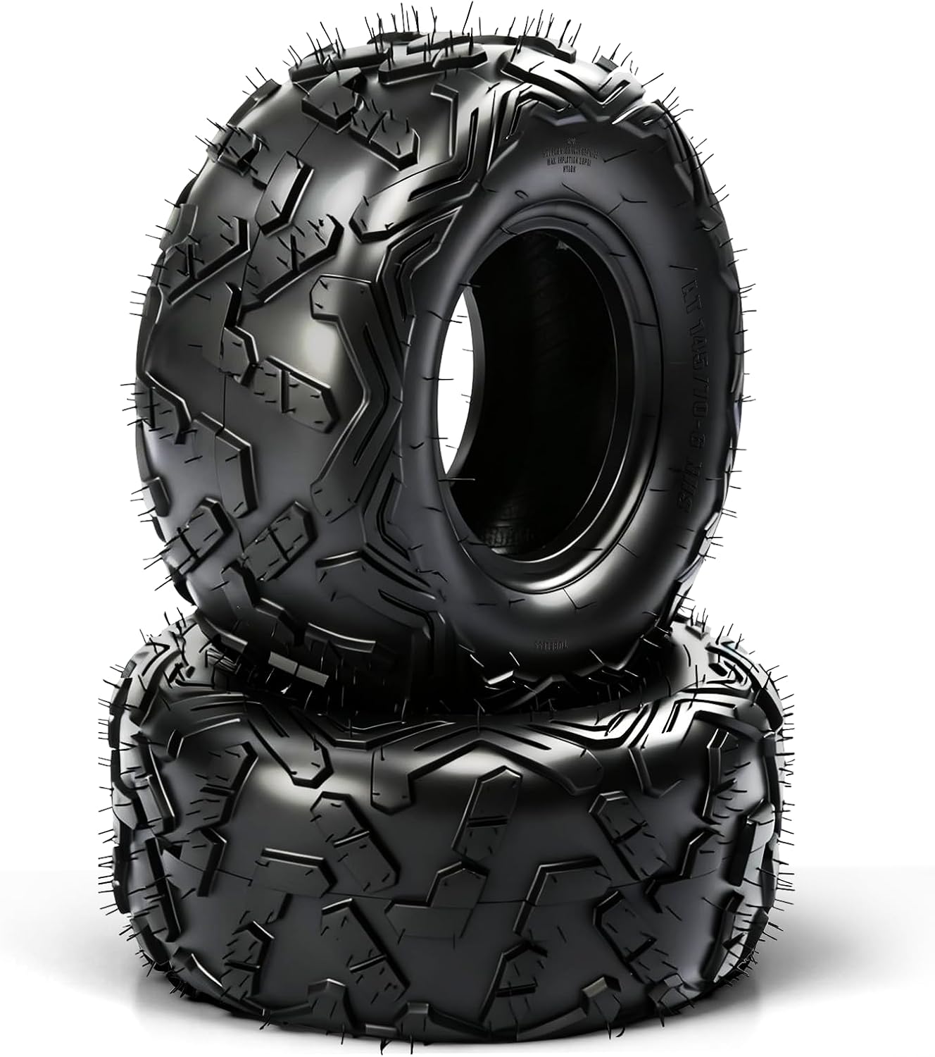 TRIBLE SIX 145/70-6 Go Kart Tires,6 PR ATV Street Mini Bike Tires 145/70-6 (14x6-6) for Sand Mud Trail,Non-Directional Big Horn Style,Tubeless (Pack of 2)