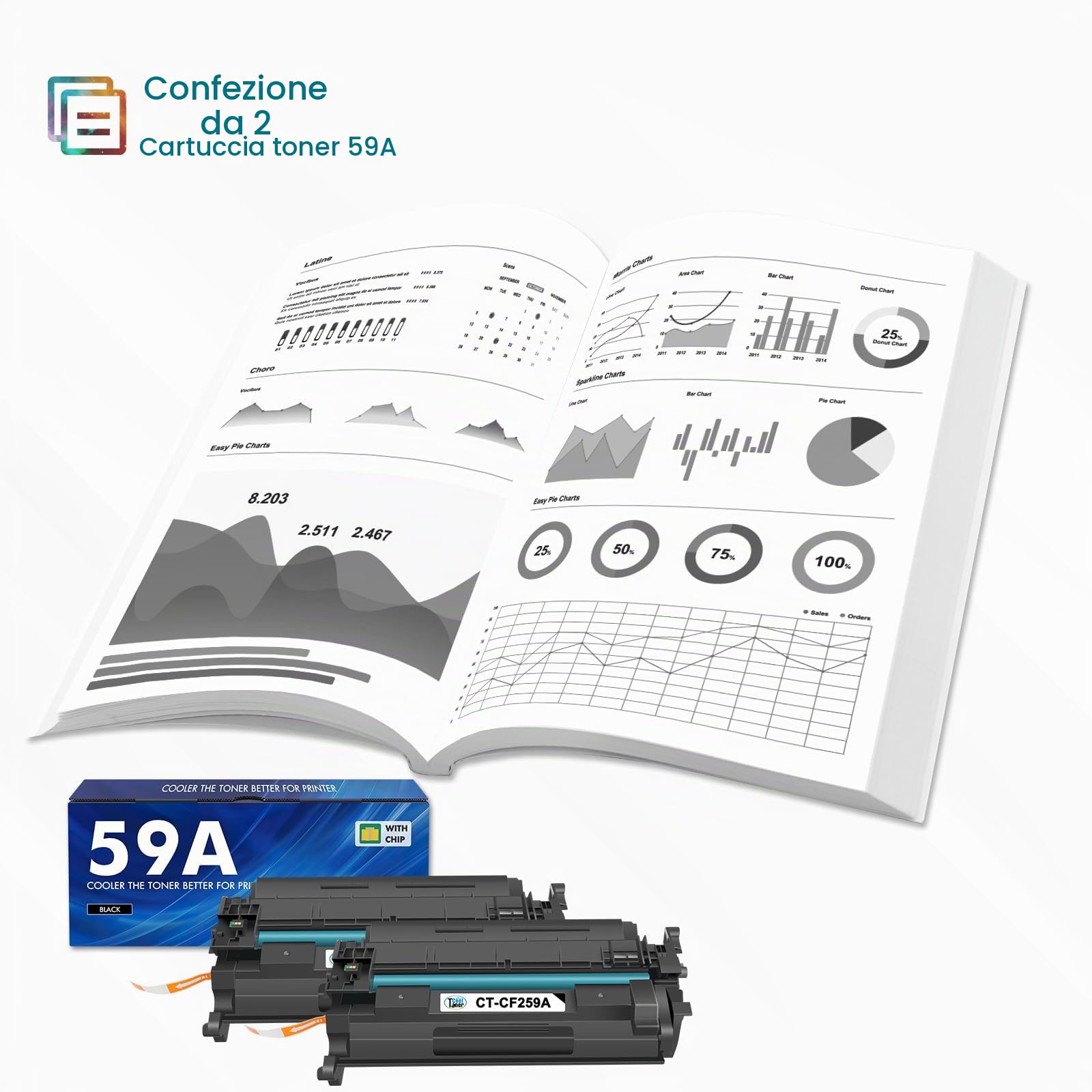 59A CF259A Con Chip Compatibile Toner per HP 59A M428dw Toner Nero 2-Pack | CF259X 59X per LaserJet Pro MFP M428dw M404dn M404n M428fdw M404dw M304n M304dn M404 M428 M304 M304D Stampante