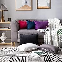 Vista 181 de 2 fundas para cojín decorativo de terciopelo con pompones