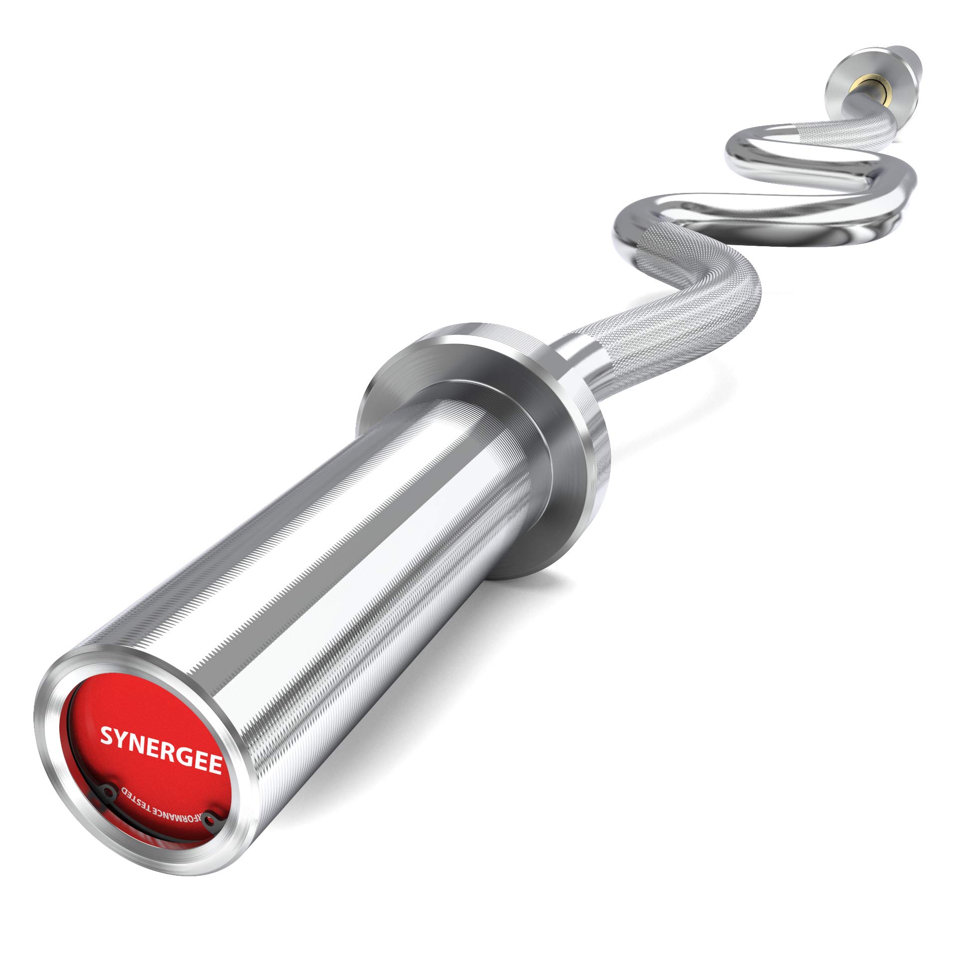 Synergee Commercial Super EZ Curl Olympic Bar Chrome, Black Phosphate and Red with Powder Coated Brass Bushings Excellent for Bicep Curls and Triceps Extensions