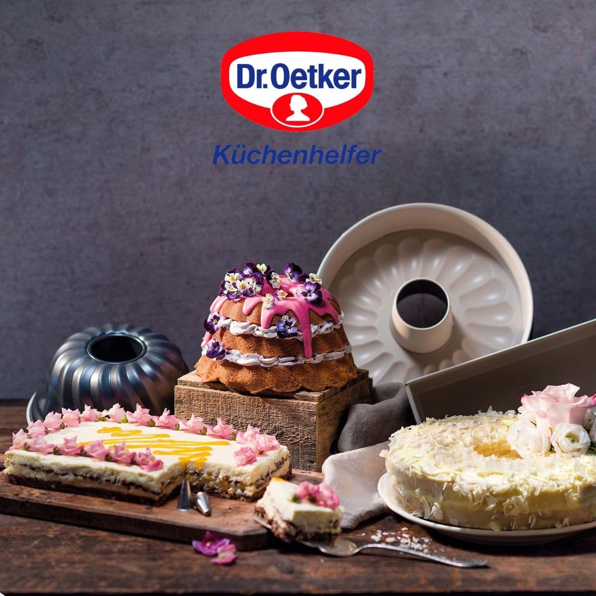 Dr. Oetker 9331050 Kuchenform, rechteckig, mit Scharnier, Springform, Lasagneform, rechteckig, Scharnierform, Stahl, Keramik, 38 x 25 x 7 cm, 2 Stück