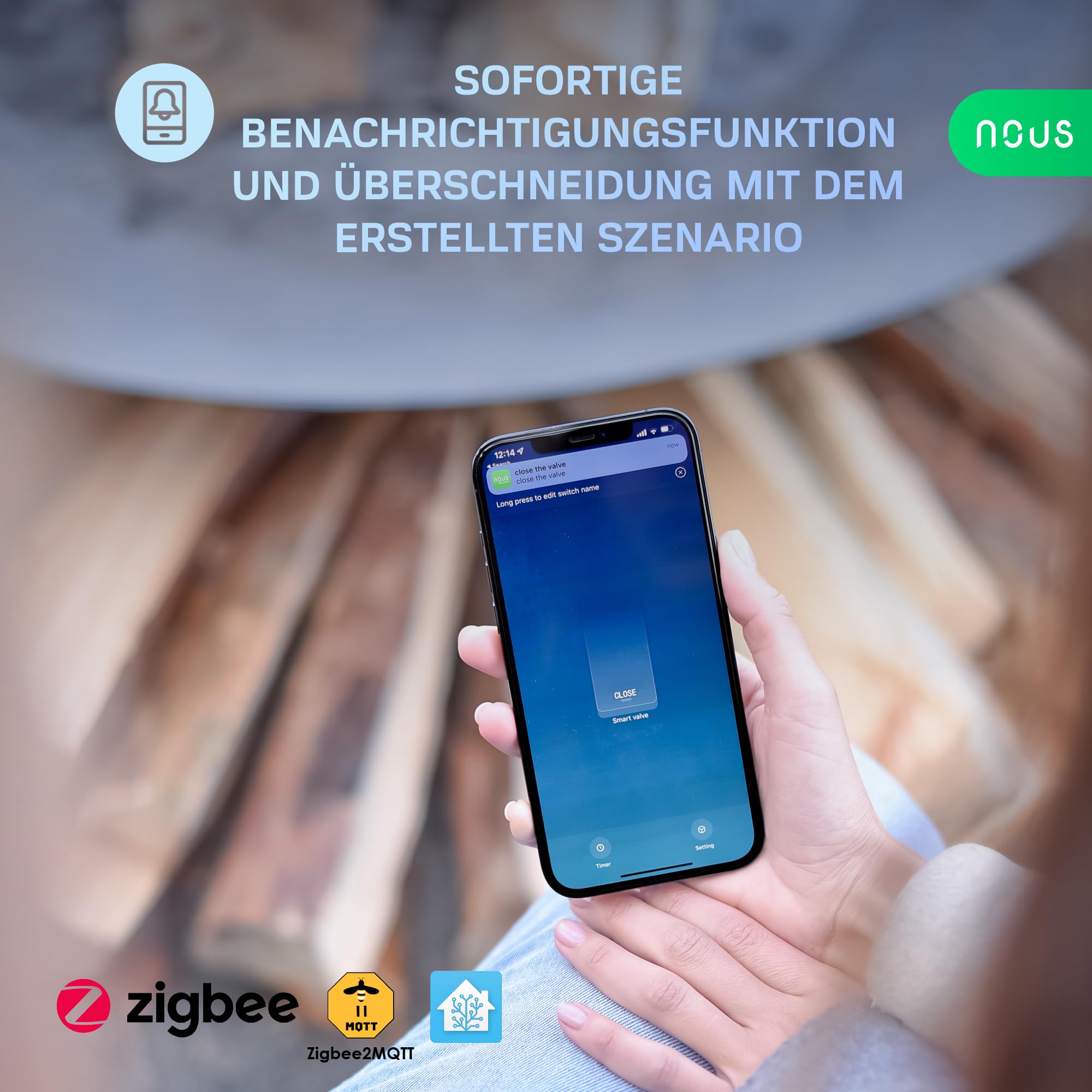 NOUS LZ3 ZigBee Wasserventil, Google Assistant, Amazon Alexa, Alexa kompatibel, NOUS Smart App, Smart Life, TUYA, Zeitschaltuhr, Wasserventil ZigBee, Bewässerungssteuerung ZigBee, MQTT, ZigBee2MQTT