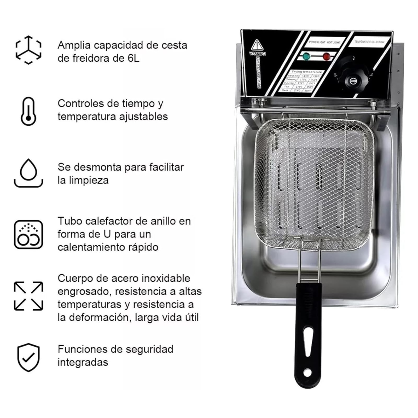 Friggitrice Elettrica da Banco da 6 Litri, Friggitrici Commerciali da 1500 W con Cestello di Scarico E Coperchio per Uso Ristorante per Patatine Fritte, Ciambelle al Tacchino, Cucina