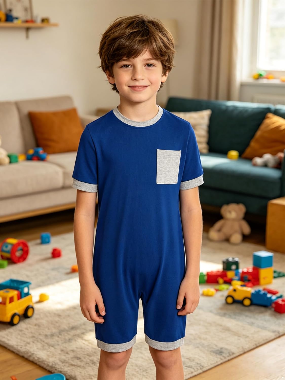 3-Pack Special Needs Adaptive Clothes Set for Boys Girls Short Sleeve Back Zipper Anti-Strip Autism Sensory Jumpsuit Royal Blue 14 Years