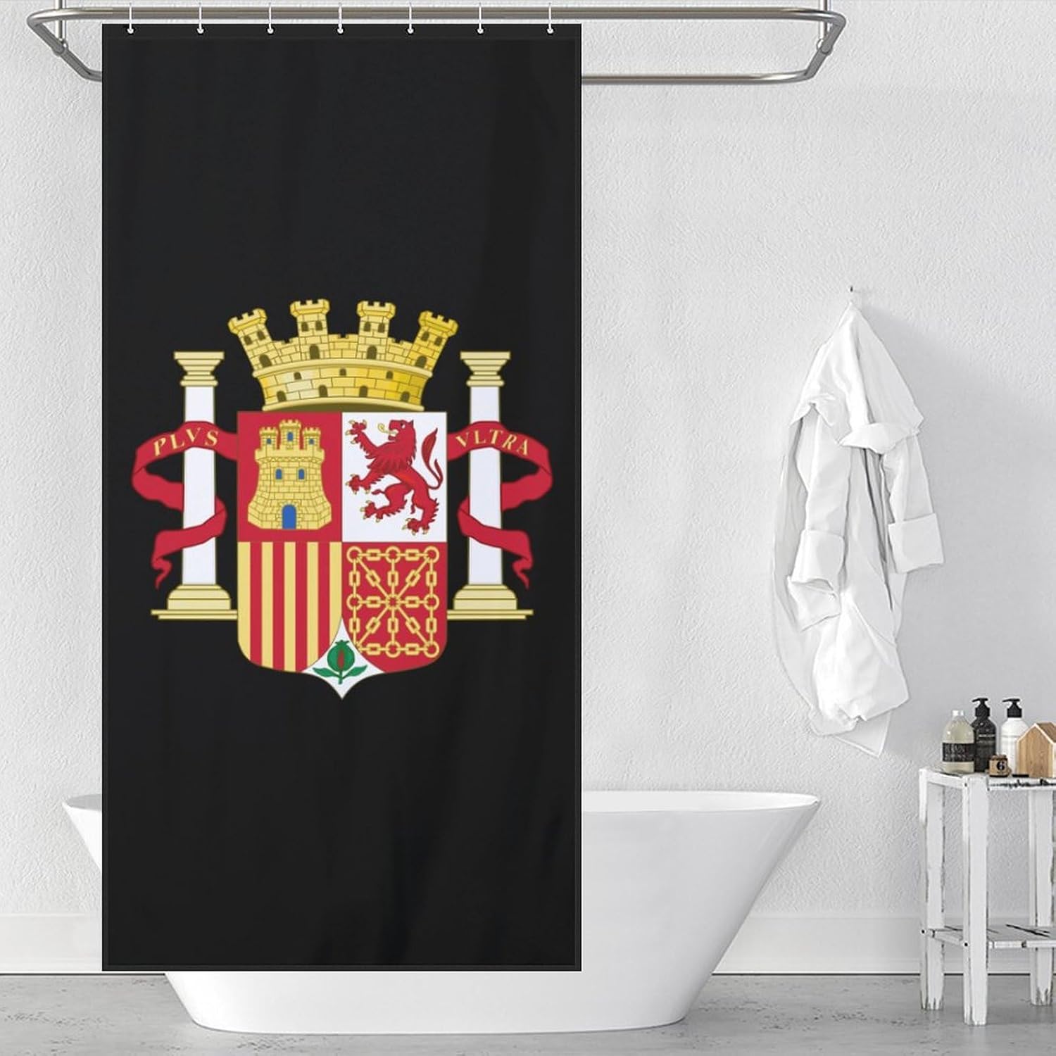 Coat of Arms of Spain Funny Shower Curtains Washable Bath Curtain Liner with Hooks for Bathroom Bath Tubs 36x72Inch（92x183cm）