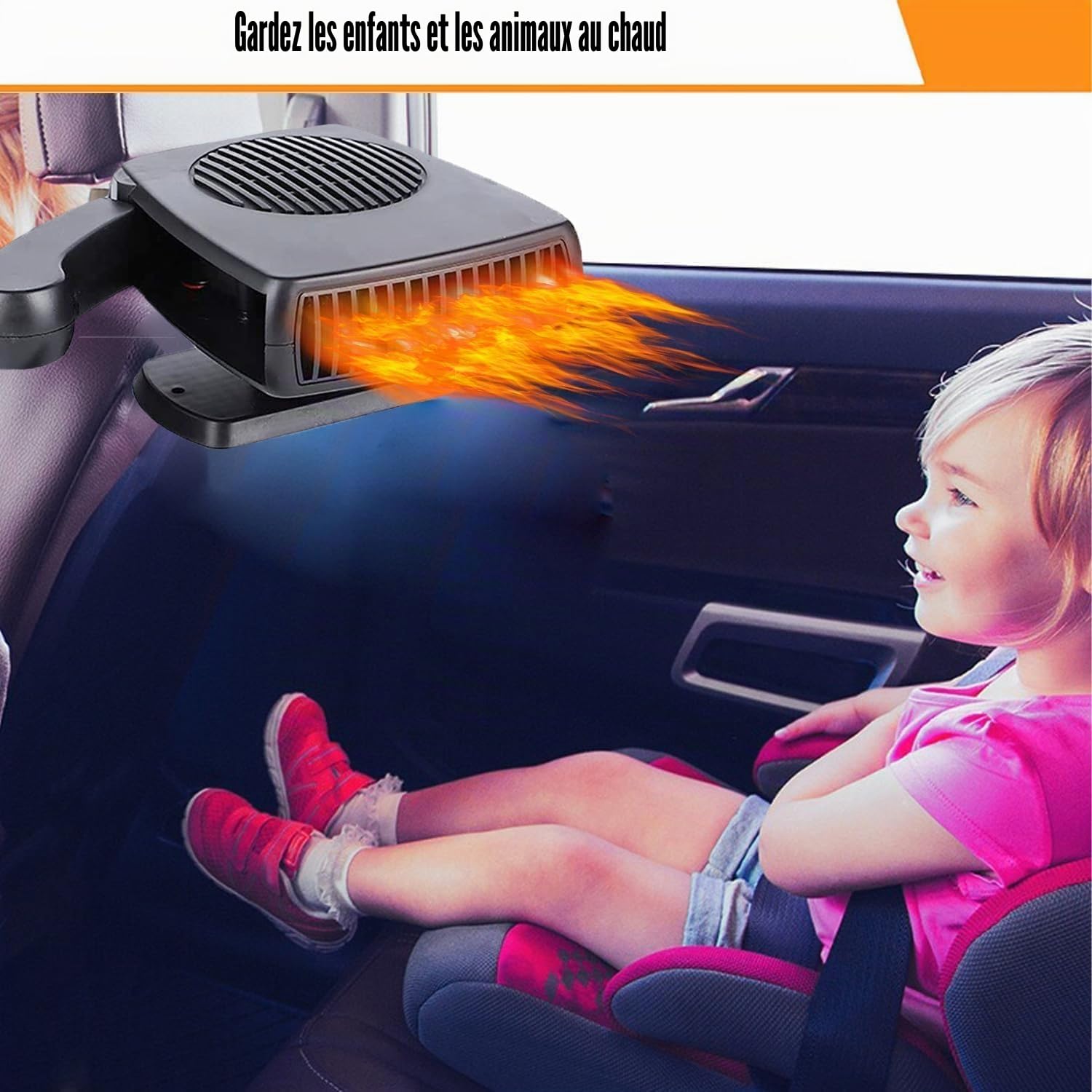 JOPWUE Chauffage de Voiture, Dégivreur de Voiture 12V, Chauffage Portable pour Voiture, Kit de Dégivreur pour Voiture 200W pour l'Hiver, Chauffage Mini pour Voiture avec Prise Allume-Cigare, Dégivrant