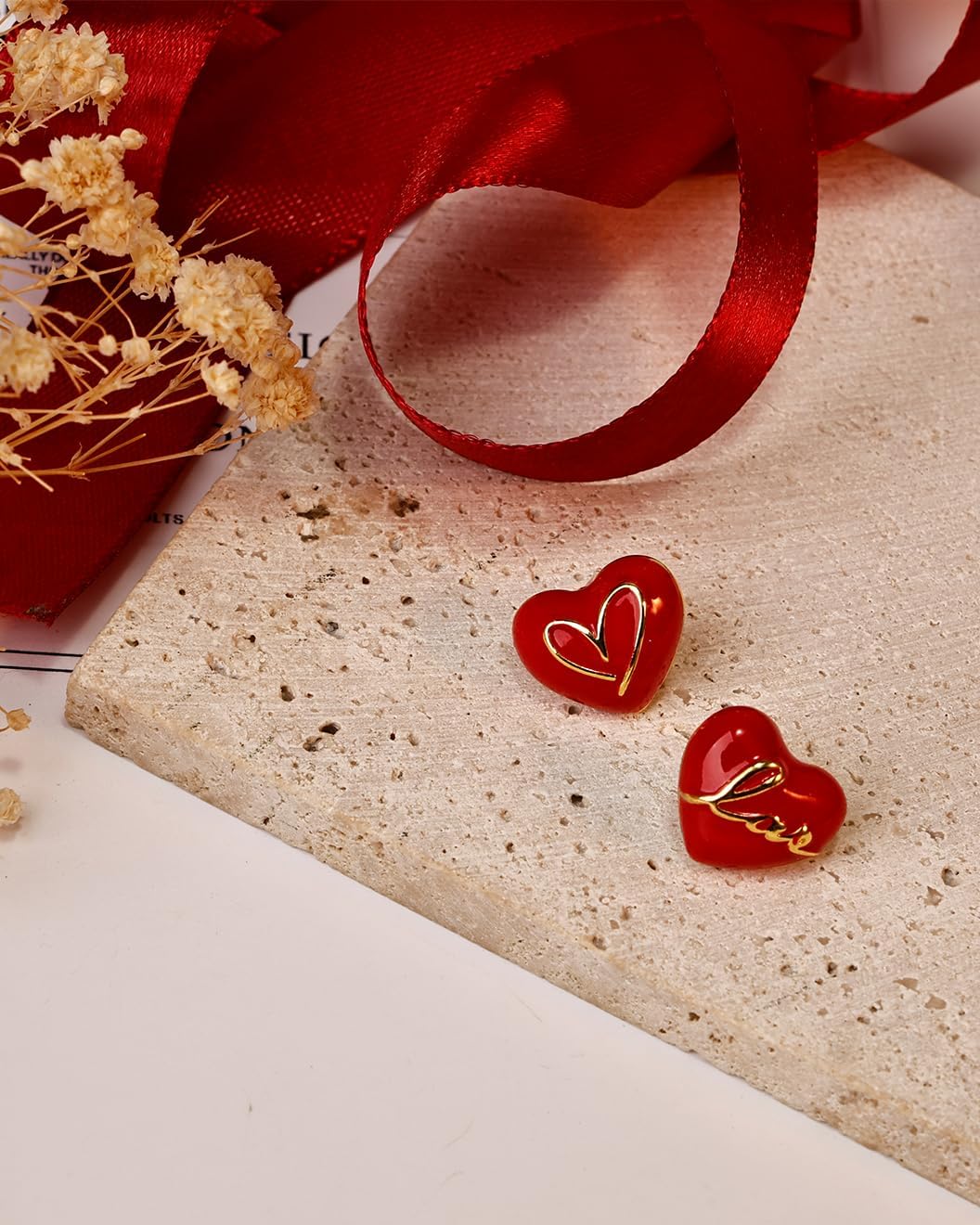 Red Heart Earrings for Women, Sterling Silver Hypoallergenic Romantic Love Dangle Earrings, Valentine's Day Gift Jewelry - Image 6