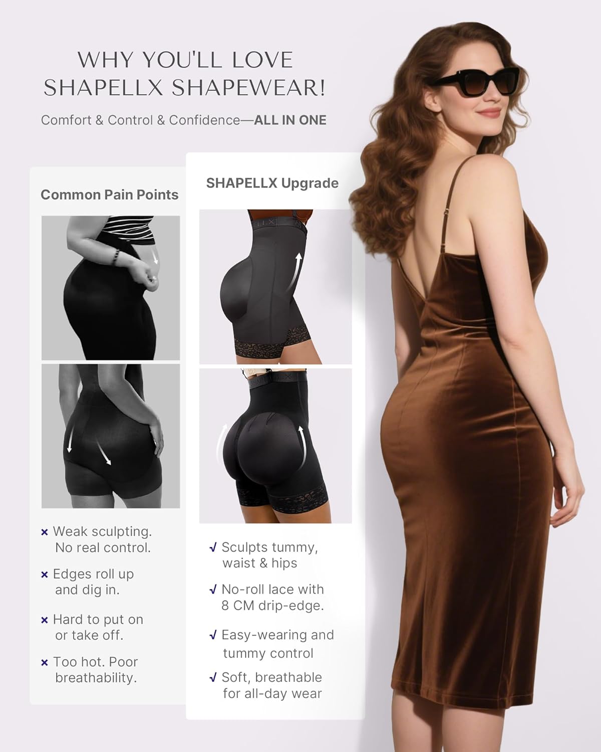 SHAPELLX Fajas Colombianas Shapewear for Women Tummy Control Plus Size Postpartum Body Shaper Butt Lifting Bodysuit - Image 3