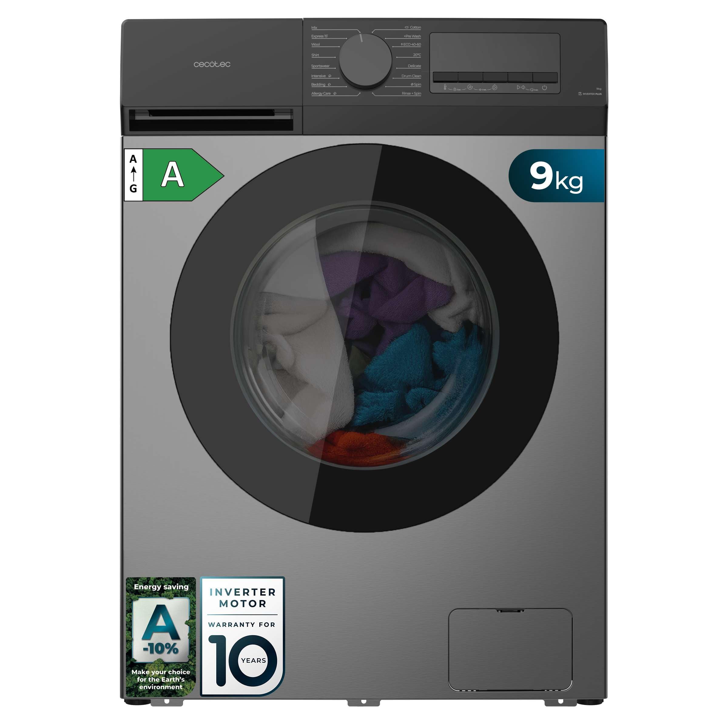 Cecotec Lavadora Carga Frontal 8Kg Bolero DressCode 8450 Inverter, 1400 rpm, 16 programas, Clase A-20%, Motor Inverter Plus, Allergy Care, Pearl Drum, Función Silence, Stop&Go y Kid Lock, Blanca — view 13