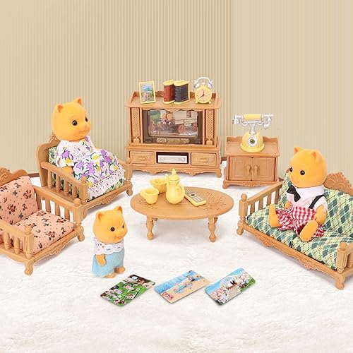 Miniatura 6 de Dollhouse Furniture Set for Kids Toys Miniature Doll House Accessories Pretend Play Toys for Boys Girls & Toddlers Age 3+ with Living Room, Sofa,