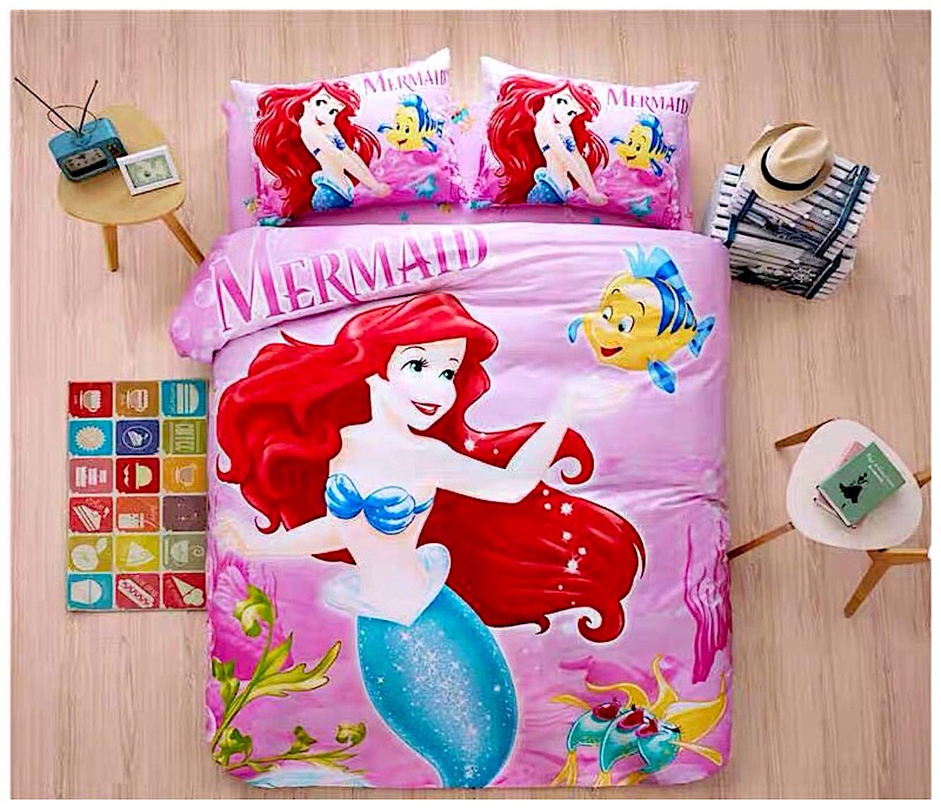 Cartoon Mermaid Mermaid Duvet Cover Single Peachy Baby Featuring