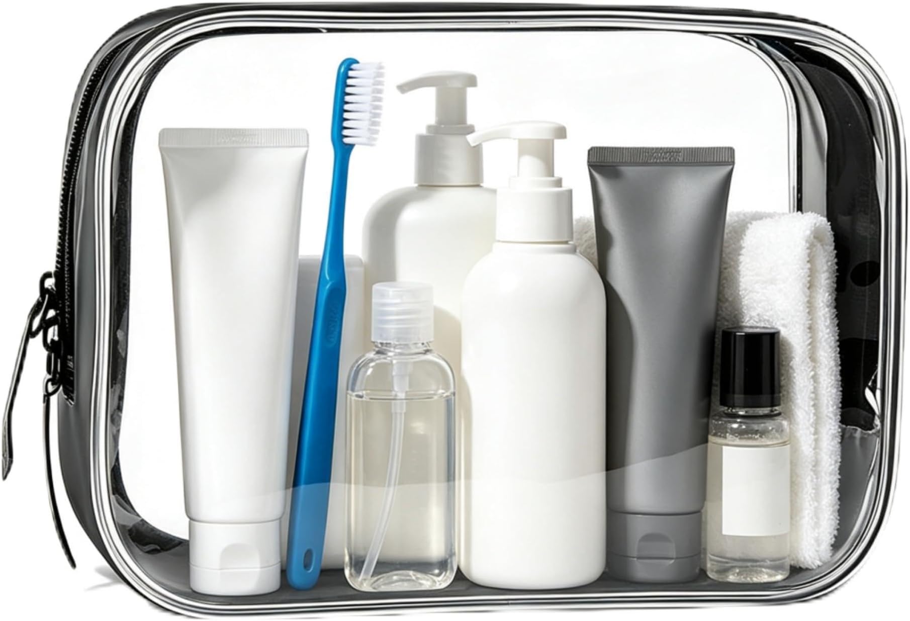 Clear Travel Toiletry Bag - TSA Approved, Waterproof PVC Cosmetic Bag, Airport Liquids Bag, Makeup Wash Bag, Travel Essentials Toiletry Bags for Women & Men Travelling Holiday