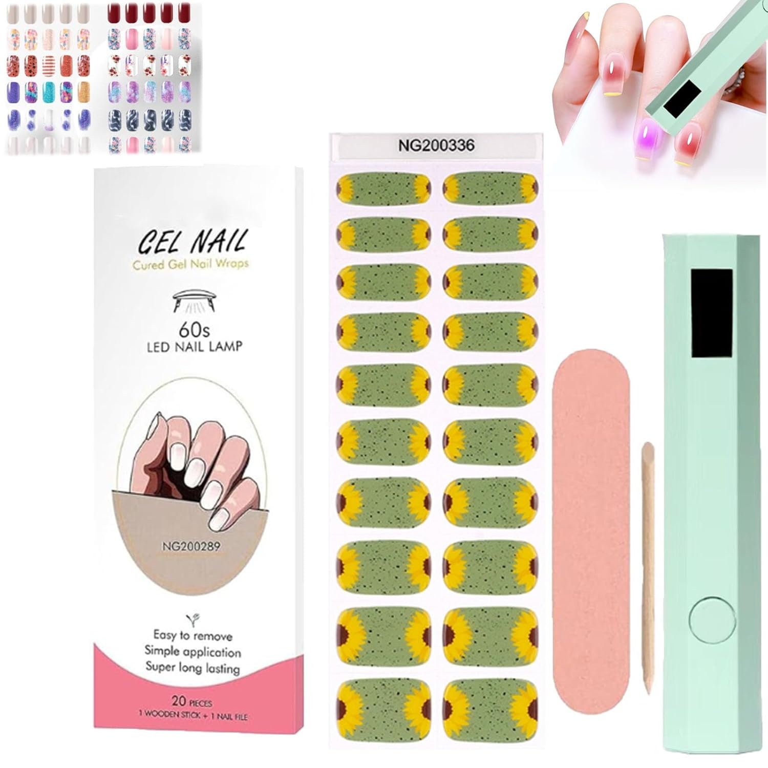 Gewel Gel Nail Sticker Kit with Uv Light, Gewel Gel Nail