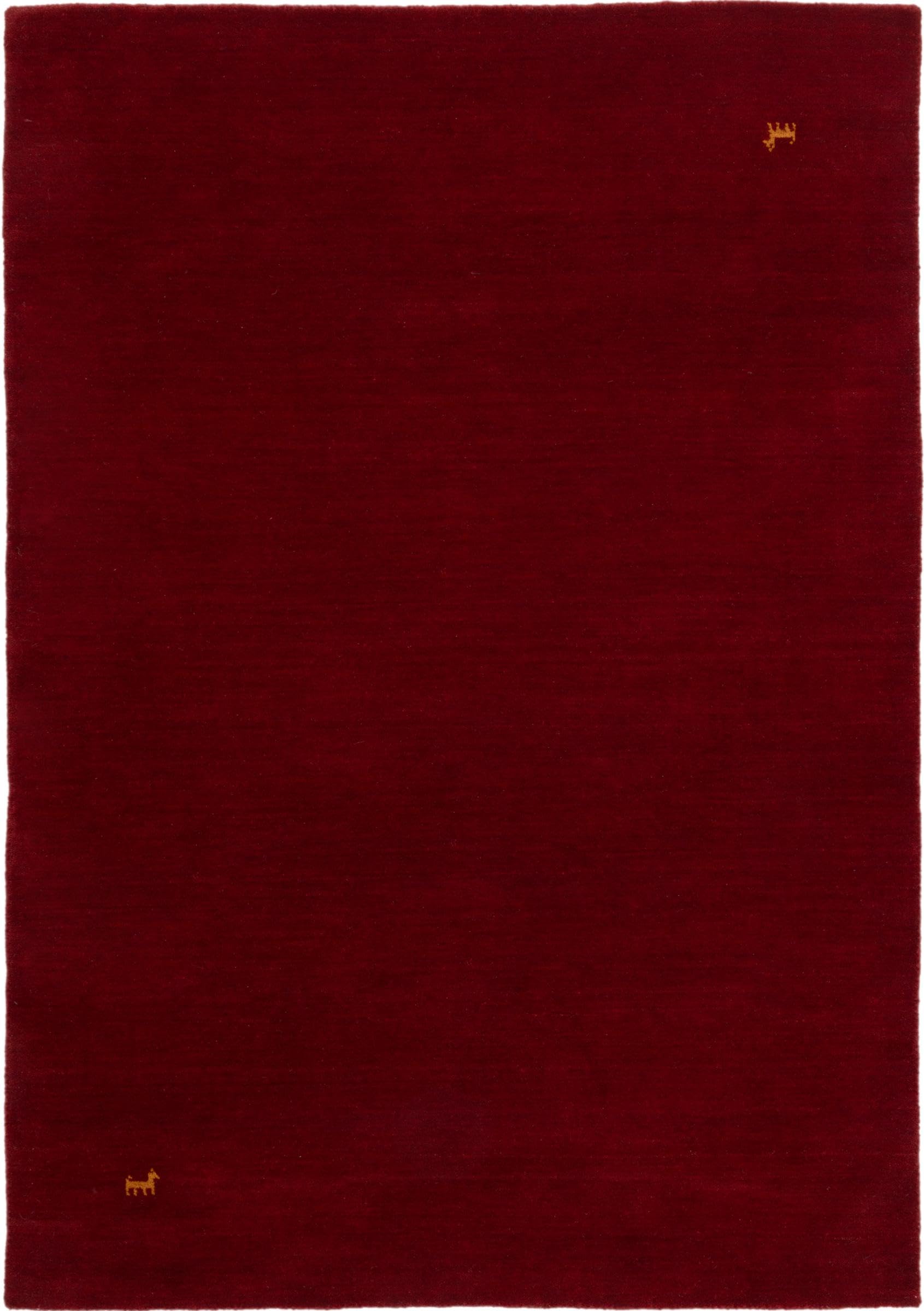 Tapis d'Orient en laine Gabbeh moderne rouge 121x171 fait main en Inde