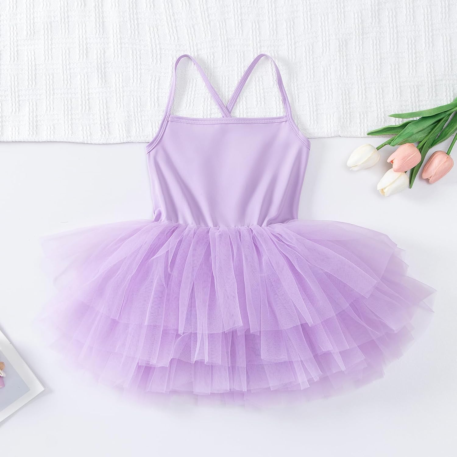 KARETT Girls Toddler Ballet Tutu Skirt Leotards V-Neck Camisole Dance Outfit Ballerina Dress, Gradient 1-7Years