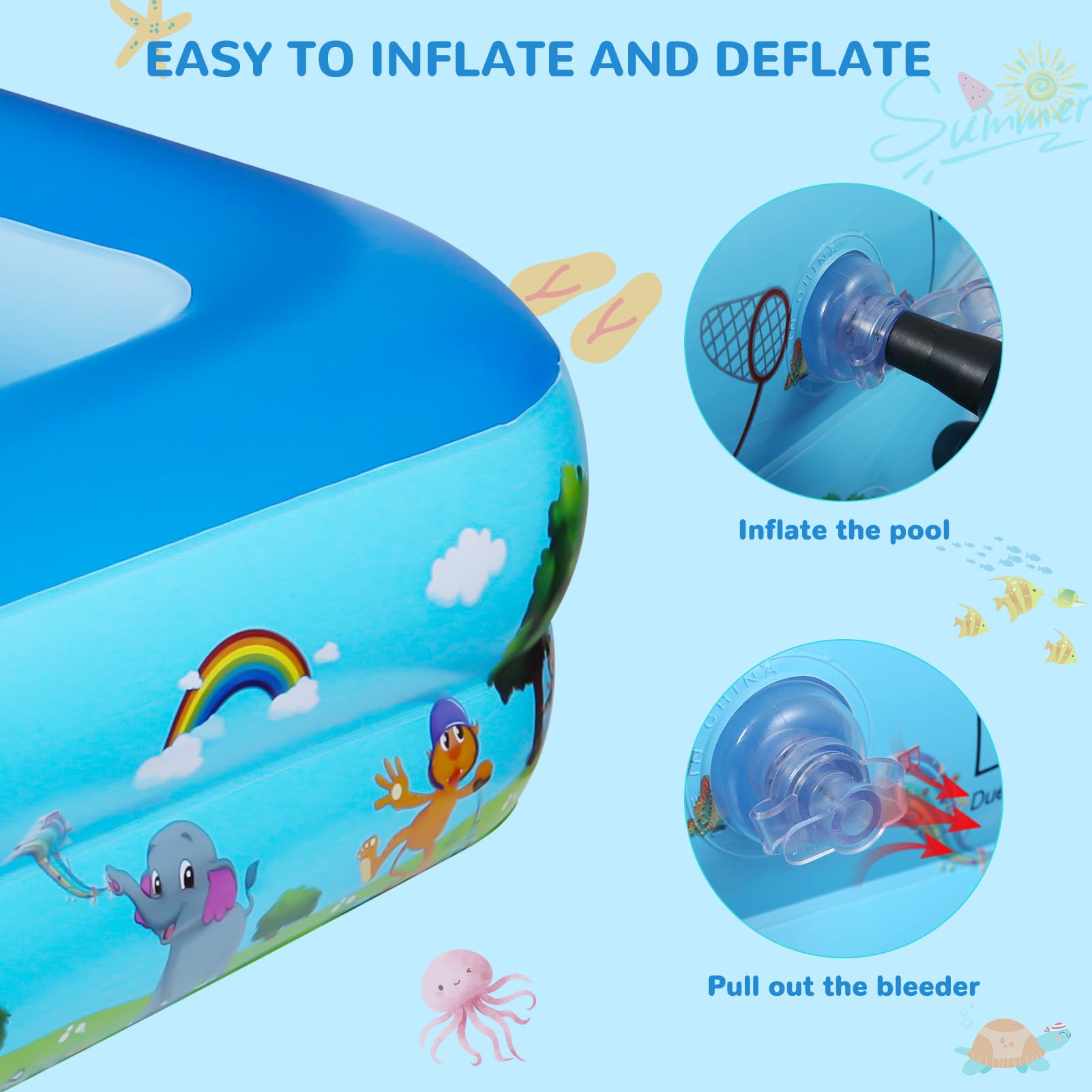 Aufblasbares Planschbecken 115 x 83 x 33 cm Kinderpool für Outdoor Garten