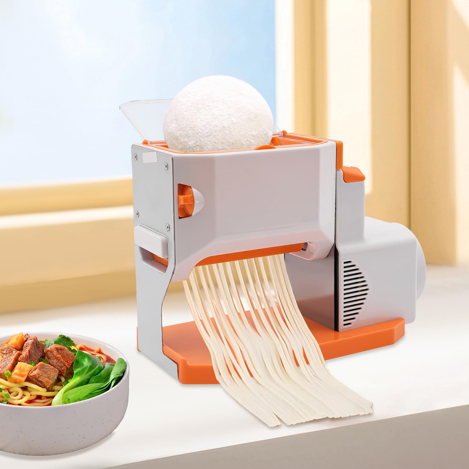 Amazon | 電動パスタメーカー、2イン1自動麺メーカー、4つの厚さと4